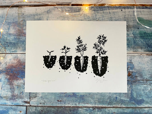Grow Your Own A4 Lino Print