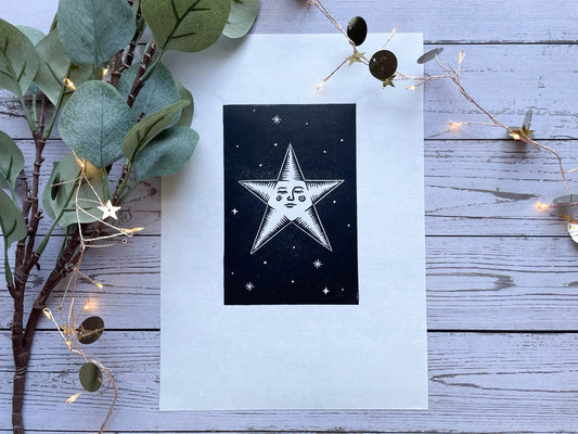 Star A4 Lino Print