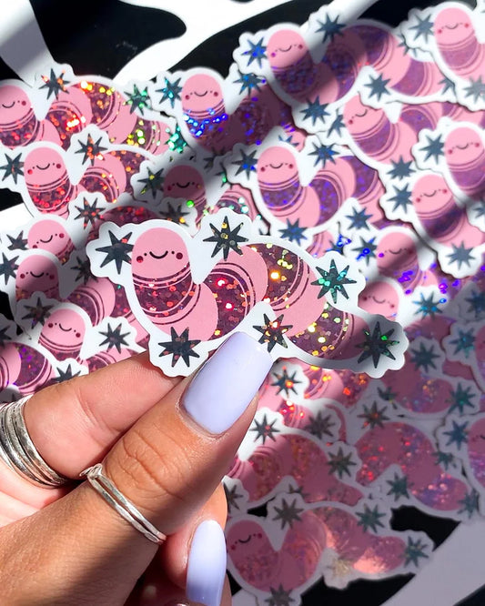 Glitter Worm Sticker