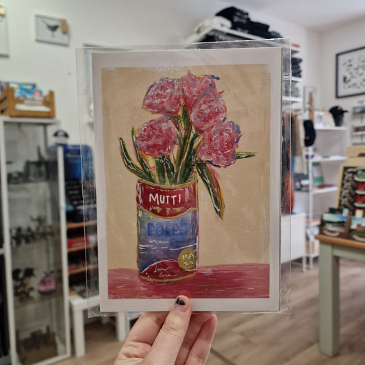 Tomato Tin Flowers A5 Print