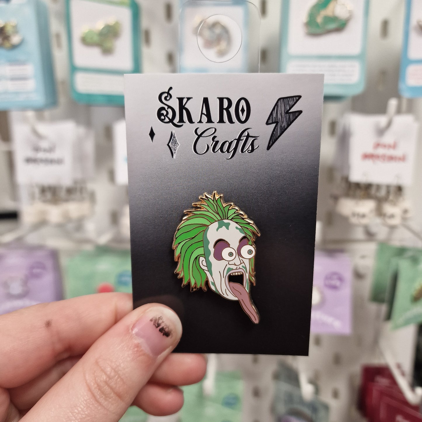 Beetlejuice Tongue Out Enamel Pin