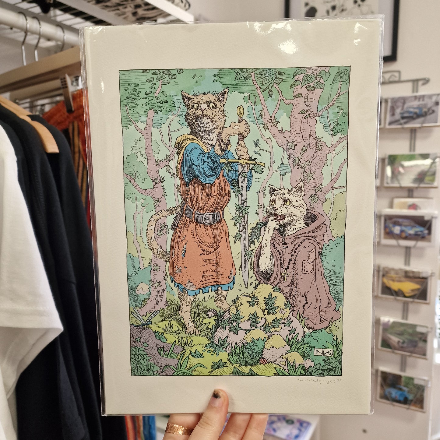 The Sword, the Stone and the Cat A4 Print