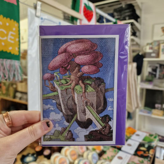 Floating Island with Pink Tree Card