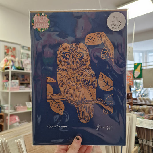 Gwdihw In Copper A4 Print